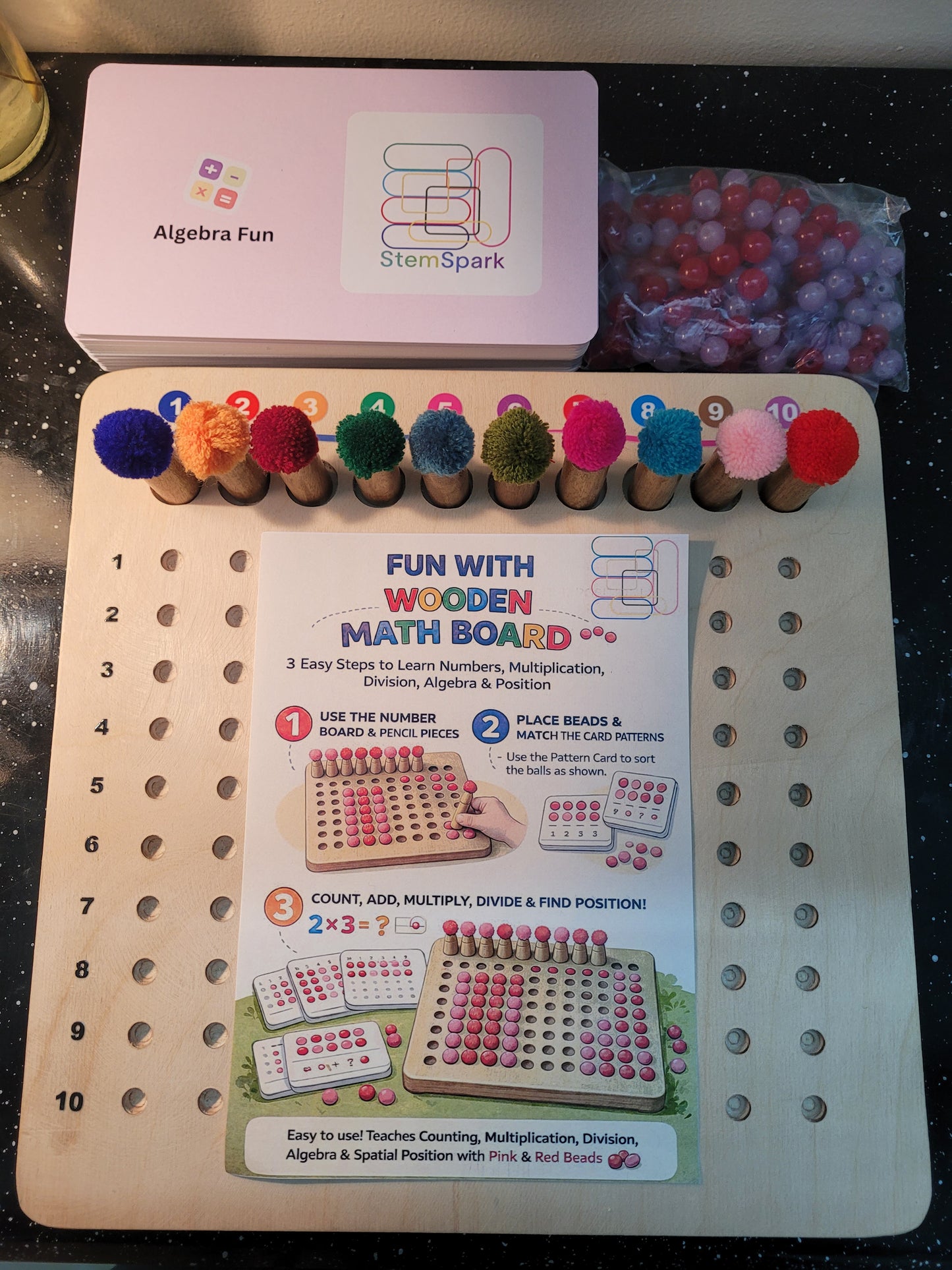 Wooden Math Board for kids aged 6+